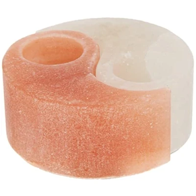 Abbildung von HIMALAYA SALT DREAMS Teelichthalter Yin Yang, Kristallsalz aus Punjab/Pakistan, Orange/Weiß, Ø ca. 13 cm und Höhe: 5