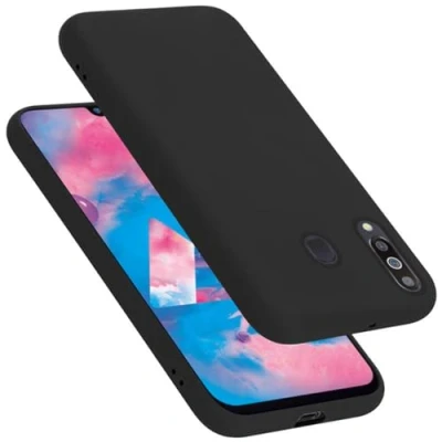 Abbildung von Cadorabo Hülle kompatibel mit Samsung Galaxy M30 / A40s Silikon Handyhülle für Case aus flüssigem stoßfeste dünne TPU Schutzhülle Liquid SCHWARZ