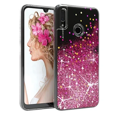 Abbildung von EAZY CASE Hülle kompatibel mit Huawei Y7 / Prime (2019) Schutzhülle Flüssig Glitzer, Handyhülle, Schutzhülle, Back Cover Glitter Flüssigkeit, TPU/Silikon, Transparent/Durchsichtig, Pink