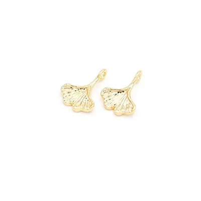 Abbildung von Anhänger Ginkgoblatt 11x8mm 2 Stück von Vintageparts zum Schmuck selber Machen