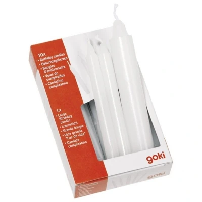 Abbildung von Goki Geburtstagskerze Geburtstagskerzen Set mit 1 Lebenslicht und 10 Kerzen cm hoch (Set, 11 tlg., 1), Kerze + weiß