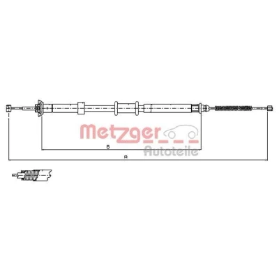 Abbildung von METZGER 12.0701 Handbremsseil hinten rechts 1430/1182 Trommelbremse COFLE FIAT: Panda II Schrägheck