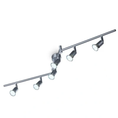 Abbildung von B.K.Licht LED Deckenlampe schwenkbar, warmweiße Lichtfarbe, GU10 Fassung, Deckenleuchte, Lampe, Wohnzimmerlampe, Schlafzimmerlampe, Küchenlampe, Deckenstrahler, 120,4x12 cm, Titanfarbig