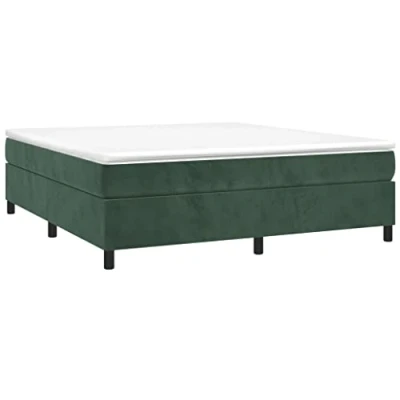 Abbildung von vidaXL Bettgestell, Polsterbett Bett für Schlafzimmer, Bettrahmen mit Lattenrost Stützbeinen, Schlafzimmerbett Doppelbett, Dunkelgrün 180x200cm Samt