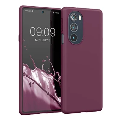Abbildung von kwmobile Hülle kompatibel mit Motorola Edge 30 Pro/Edge Plus 2022 / X30 weiches TPU Silikon Case Cover geeignet für kabelloses Laden Bordeaux Violett