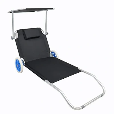 Abbildung von Gartenliege Sonnenliege rollbar Schwarz