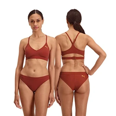 Abbildung von PUMA Womens Swimwear Sporty Top Bikini, Brown Combo, Small