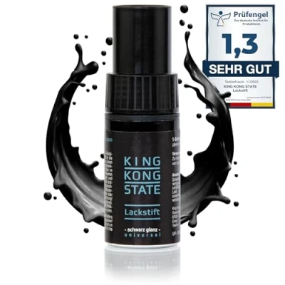 Abbildung von King Kong State Lackstift SCHWARZ GLÄNZEND 1 Schicht Lack zur Ausbesserung von Steinschlägen und Kratzern am Auto (GLANZ)