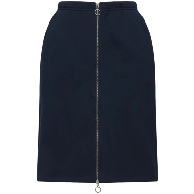 Abbildung von Ulla Popken ECO ZIP Front Bleistiftrock, Damen, Größe: 46/48, Navy blue