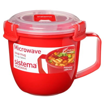 Abbildung von Sistema Microwave Suppentasse, klein mikrowellengeeignete Frischhaltedose 565 ml BPA frei rot