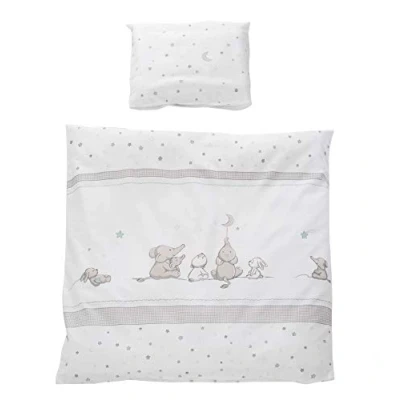 Abbildung von roba Babybettwäsche 80 x cm Sternenzauber Wiegenbettwäsche Baby Set 2 teilig Decken &amp; Kissenbezug mit Stern Motiv für Mädchen Jungen Baumwolle Weiß