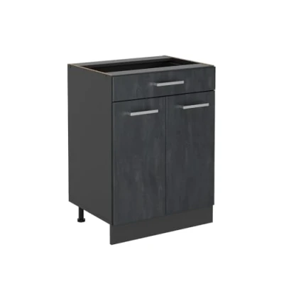 Abbildung von Vicco Küchenunterschrank R Line, Schwarz Beton/Anthrazit, 60 cm mit Schublade, ohne Arbeitsplatte