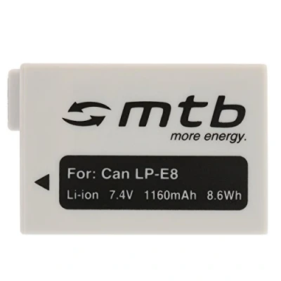 Abbildung von Ersatz Akku LP E8 [1160mAh / 7.4V Li Ion] für Canon EOS 550D, 600D, 650D, 700D Rebel T2i, T3i, T4i, T5i