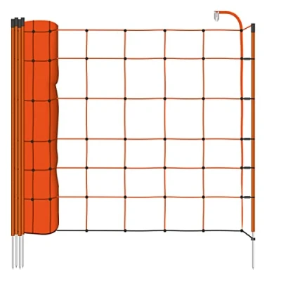 Abbildung von VOSS.farming Schafnetz 90cm hoch, 50m lang, inkl. 13 Pfähle mit Einzelspitze, Schafzaun, Weidezaun, Elektrozaun, Hundezaun, Schweinezaun, Stromzaun