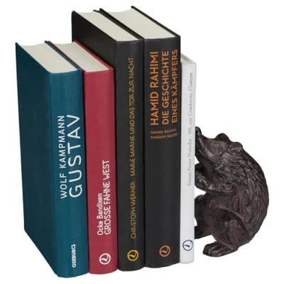 Abbildung von Relaxdays Buchstütze Tier, Igel, Für Bücher, CDs, DVDs, aus Gusseisen, gegen Umkippen, Deko Buchhalter robust, braun