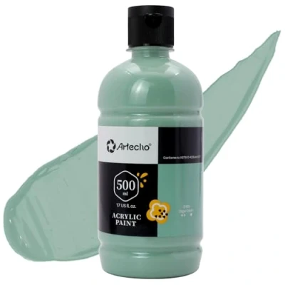 Abbildung von Artecho Acrylfarbe Salbei Grün 500 ml, Wasserfest und Lichtecht, Schnell Trocknend, für Leinwand, Holz, Stoff, Handwerk, Leder Stein.
