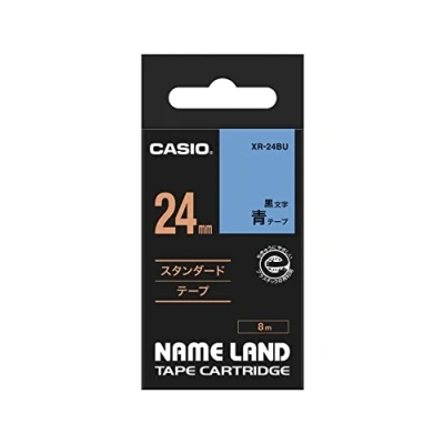 Abbildung von Casio Schriftbandkassette XR 24 BU 24mm schwarz auf blau