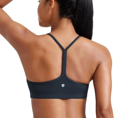 Abbildung von CRZ Yoga Damen Butterluxe Racerback Sport BH Gepolstert Ohne Bügel Y Rücken Sommer Atmungsaktiv Spaghetti Top Echte Marine XS
