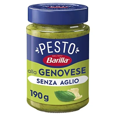 Abbildung von 12x Pesto alla Genovese senza Aglio 190g Glutenfreie Pasta Nudel Sauce Unser Klassiker mit 100% italienischem Basilikum ganz ohne Knoblauch + Italian gourmet polpa 400g
