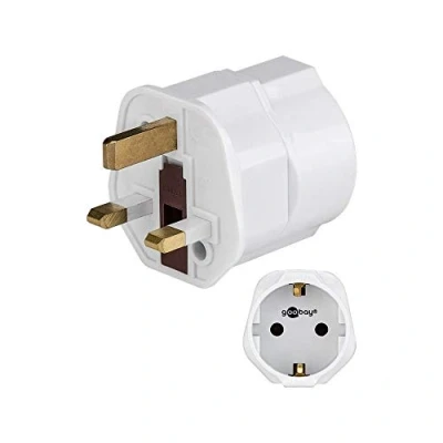 Abbildung von Goobay Netzadapter, Weiß Schutzkontaktbuchse (Typ F, CEE 7/4) &gt; British 3 Pin Stecker G, BS 1363) (45353)