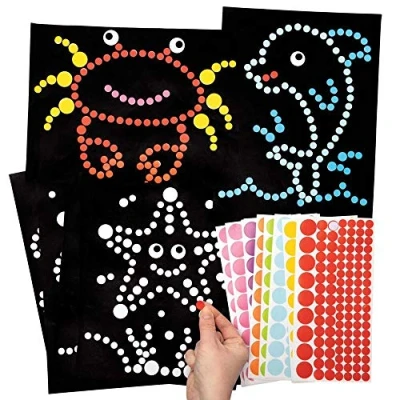 Abbildung von Baker Ross FE243 punktierte Kunst, Unterwasserweltmotiv, kein Chaos, Punktbastelien für Kinder, zum Dekorieren und Präsentieren, Kunst Bastelaktivitäten, Packung mit 8 Stück