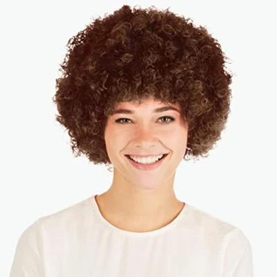 Abbildung von dressforfun Afro Perücke Clown Hippie Popstar 80er 70er Jahre Karneval Fasching Clownperücke (Braun Nr. 303640)