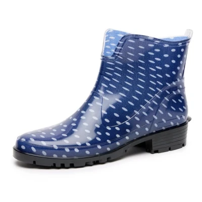 Abbildung von Ladeheid Gummistiefel Damen Kurz Wasserdicht Damenschuhe Elegant und Bequem LA 930 (Dunkelblau/Dots, 37 EU)