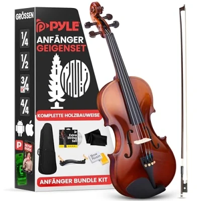 Abbildung von Pyle Instrument Violin 3/4 Geige für Anfänger &amp; Fortgeschrittene, Kinder ab 9 Jahre, mit Violine Set: Geigenkoffer, Violinen Stimmgerät Kolophonium die Geige, als Geschenk.