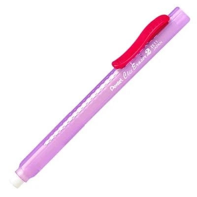 Abbildung von Pentel ZE11T B &quot;ClicEraser 2&quot; Radierstift, nachfüllbar mit ZER 2, Gehäuse semi transparent rot, 12 Stück