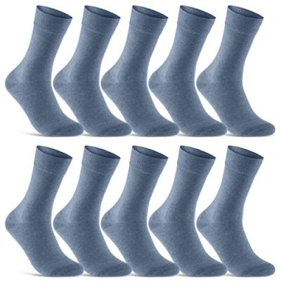 Abbildung von 10 Paar Socken Herren Damen Schwarz Business Baumwolle 70201T (Jeans 47 50)