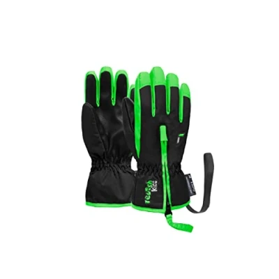 Abbildung von Reusch Ben angenehm warme und Winddichte Skihandschuhe Alltagshandschuhe Babyhandschuhe Schneehandschuhe zum Schlittenfahren, schwarz/grün, V