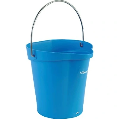 Abbildung von Vikan 56883 Durable Polypropylene Hygiene Bucket/Pail, Stainless Steel Handle, 6 Litres, Blue