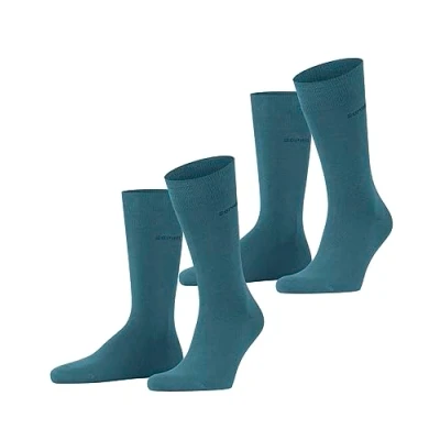 Abbildung von ESPRIT Herren Socken Basic Uni Multipack M So Baumwolle einfarbig 2 Paar, Grün Peacock 6382, 43 46