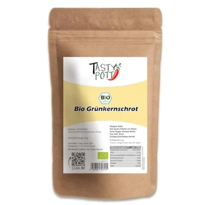 Abbildung von Tasty Pott Bio Grünkernschrot grob Getreideschrot Grünkern geschrotet Vegane Küche Nährstoffreich Im Beutel 1000g