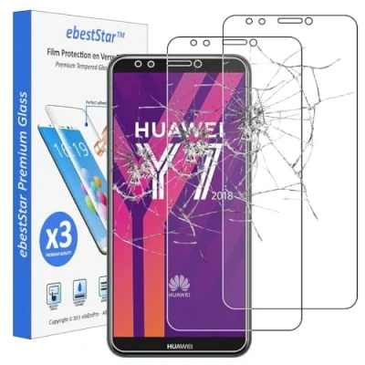 Abbildung von ebestStar kompatibel mit Huawei Y7 2018 Panzer Schutz Glas (x3 Stück) Schutzfolie, 9H gehärte Schutzglas, HD Displayschutz, Ultrabeständig