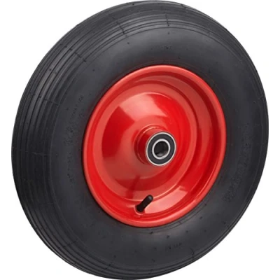 Abbildung von Metafranc Luftrad Ø 400 mm, Butyl Schlauch Stahl Felge Typ 4.80 / 4.00 8 250 kg Tragkraft Kugellager Komplettrad mit Schubkarrenrad Schubkarrenreifen Ersatzrad 810940