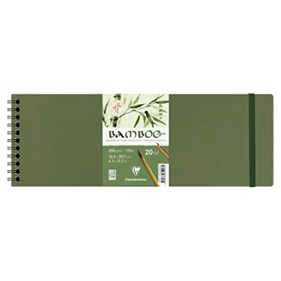 Abbildung von Clairefontaine 975928C Spiralalbum Bamboo Aquarelle, 20 Blatt Bambuspapier 250g, 10,5x29,7cm, 1 Album