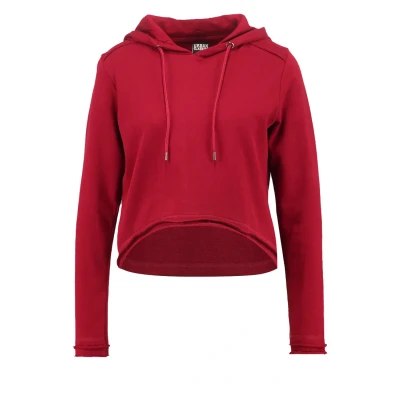 Abbildung von Urban Classics Cropped Terry Hoody Kapuzenpullover, Damen, Größe: Large, Burgundy