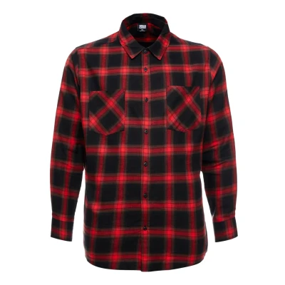 Abbildung von Urban Classics Checked Flanell Shirt 6 Hemd, Herren, Größe: Large, Black/red