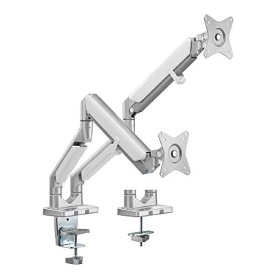 Abbildung von LogiLink BP0088 Alu Dual Monitor Schreibtischhalterung für 2x 17 32 Zoll (LCD, LED, OLED, …) mit Gasdruckfeder, Flat &amp; Curved TVs, Armlänge = 506mm