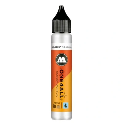 Abbildung von Molotow One4All Refill Acryl 30ml (Tinte zum Nachfüllen von Acrylmarkern, hochdeckend und permanent, schnell trocknend, für fast alle Untergründe) 251 glossy white