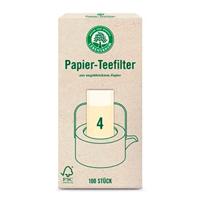 Abbildung von Lebensbaum Papier Teefilter Gr. 4, für geschmackvollen &amp; natürlichen Teegenuss, aus ungebleichtem Papier, kompostierbar, 100 Stück