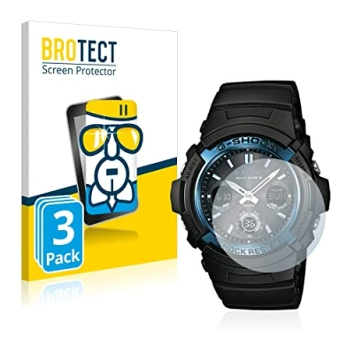 Abbildung von BROTECT Schutzglas für Casio AWG M100 (3 Stück) Schutzfolie Panzer Folie Glas [Extrem Kratzfest 9H, Anti Fingerprint, Ultra Transparent]