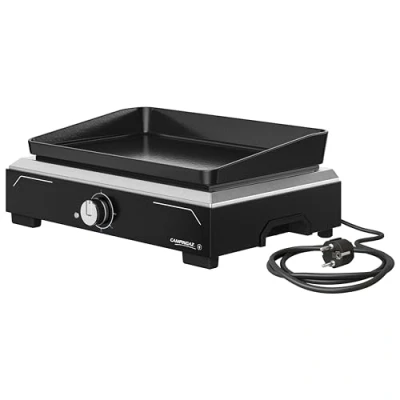 Abbildung von Campingaz Plancha Electric 1 XD, Schwarz, Rechteckig, Schwenkbar, 1350 cm², 450 x 300 mm, Gusseisen