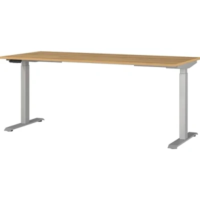 Abbildung von Germania Schreibtisch 7909 638, in Grandson Eiche Nb./Silber, EL. höhenverstellb., 180 x 120 80 cm (BxHxT)