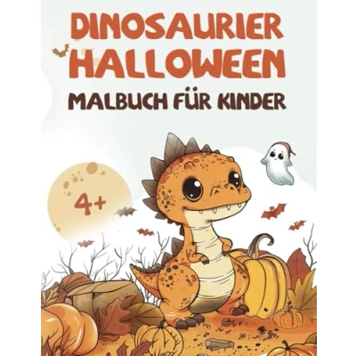 Abbildung von Dinosaurier im Halloween Malbuch für Kinder, 70 niedliche Ausmalbilder von Dinosauriern: Mach dich bereit ein dino tastisches Abenteuer wie kein anderes! Ab 4 Jahren