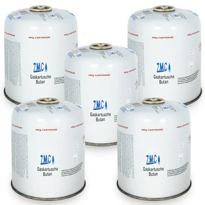 Abbildung von Z.M.C 5X Gaskartuschen 450g, Propan/Butan Gas 810ml, Gaskartusche EN417, Eurogewinde Schraubgewinde Anschluss, Schraubkartusche für Unkrautbrenner, Universal Druckgasdose mit Schraubventil