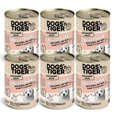 Abbildung von Junior, Hundefutter, Grünschnabel, Hunde Nassfutter, Welpen Futter, Geflügel, Getreidefrei, Naturreis, Karotte &amp; Zucchini, 6x 400g 6x400g