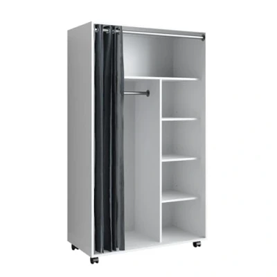 Abbildung von Vicco Kleiderschrank Doros, Weiß, 100 x 168 cm mit Kleiderstange, Vorhang