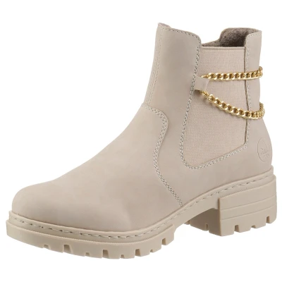 Abbildung von Rieker Stiefelette mit goldfarbener Zierkette am Schaft